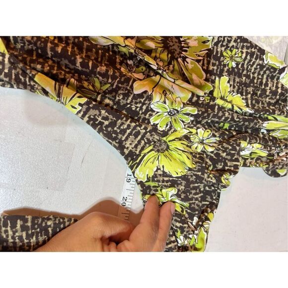 Pendleton Womens Floral Knit Long Sleeve Faux Wrap Midi Dress Brown Green Medium - Picture 7 of 8